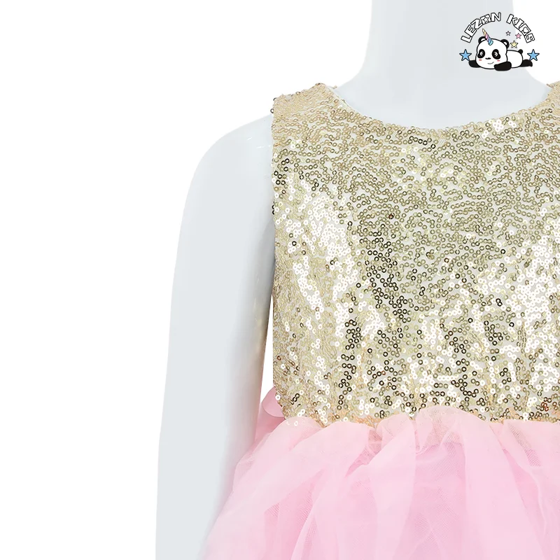 LEZONKIDS - Factory Wholesale Kids Dress Sleeveless Puffy Baby Girl Princess Dress for Birthday Wear